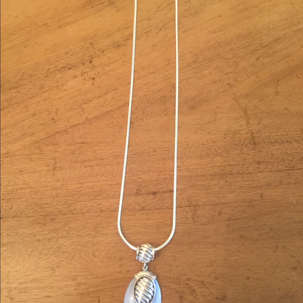 Sterling Necklace & Blue Chalcedony Pendant